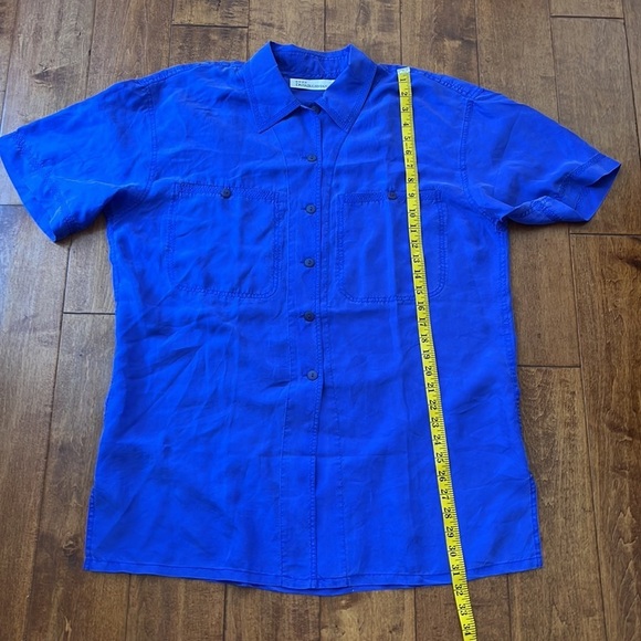 Dana  Buchman Vintage Silk buttons Down Short Sleeves blouse Size L - Picture 9 of 13
